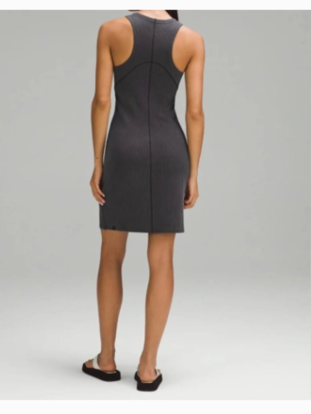 Lululemon Women Ribbed Softstreme Slim-Fit Tank Top Black Dress Size 4 - Picture 2 of 12